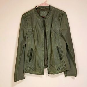 Dark green and brown leather jacket